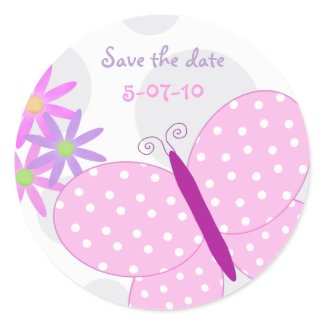 Polka Dot Butterfly Save the date Stickers sticker