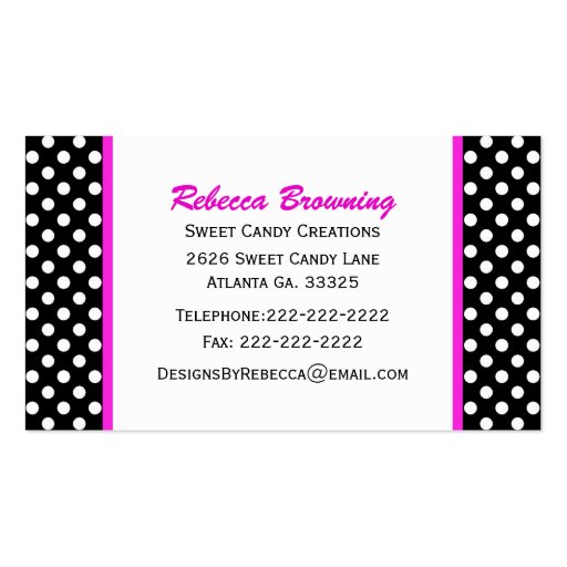 Polka-dot & Candy Business Card (back side)