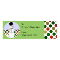 Polka Dot Christmas Snowman business cards by polkadotpizazz Polka Dot Christmas Snowman business cards