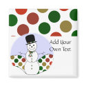 Polka Dot Christmas Snowman magnets