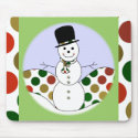 Polka Dot Christmas Snowman Mousepad