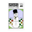Polka Dot Christmas Snowman Postage Stamp