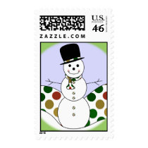 Polka Dot Christmas Snowman postage by polkadotpizazz Polka Dot Christmas Snowman postage
