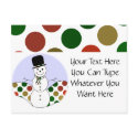 Polka Dot Christmas Snowman Postcard