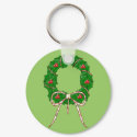 Polka Dot Christmas Wreath Keychain