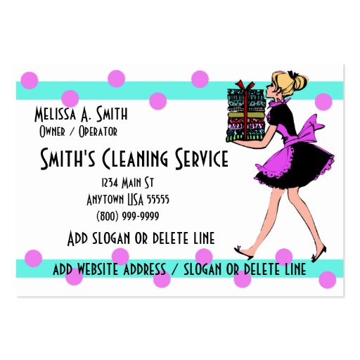 Polka Dot Cleaning Service Business Cards (front side)