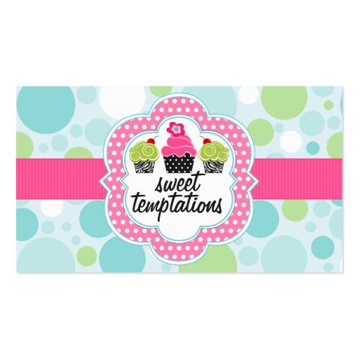 Polka Dot Crazy Cupcake Bakery Business Card Templates (front side)