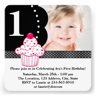  Birthday Party Favors on Kids Party Invitations And Favors  Polka Dot Cupcake Girls Photo 1st