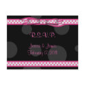 Pink and Black Polka Dots Customizable RSVP Postcard