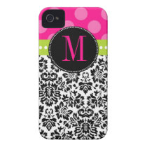 Polka Dot & Damask | Monogram Case-Mate iPhone 4 Case