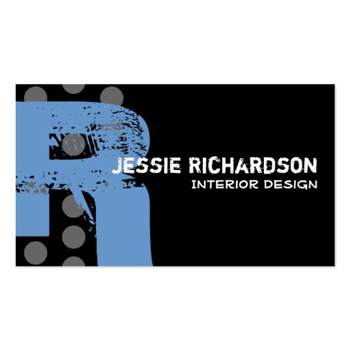 Polka Dot Distressed - Monogram R Business Card Templates (front side)