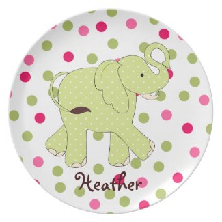 Polka Dot Elephant Child's Plate plate