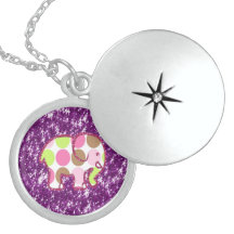 Polka Dot Elephant Sparkly Purple Girly Gifts Pendant