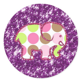 Polka Dot Elephant Sparkly Purple Girly Gifts Stickers