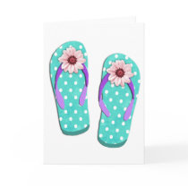 Polka Dot Flip Flops Greeting Cards