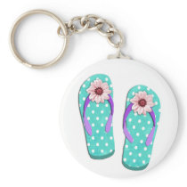 Polka Dot Flip Flops Key Chains