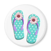 Polka Dot Flip Flops Fridge Magnet
