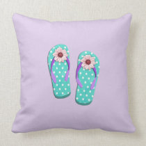 Polka Dot Flip Flops Throw Pillows