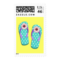 Polka Dot Flip Flops Postage Stamps