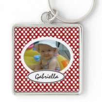 Polka Dot Framed Keychain: Add Your Picture