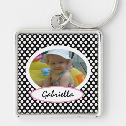 Polka Dot Framed Keychain: Add Your Picture