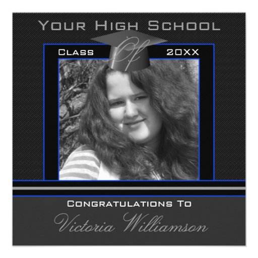 Polka Dot Graduation Invitation (Black And Blue)