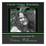 Polka Dot Graduation Invitation (Black And Green)