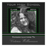 Polka Dot Graduation Invitation (Black And Green)