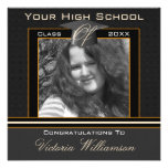 Polka Dot Graduation Invitation (Black And Orange)