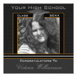 Polka Dot Graduation Invitation (Black And Orange)