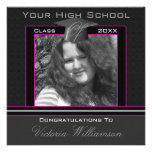 Polka Dot Graduation Invitation (Black And Pink)