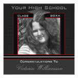 Polka Dot Graduation Invitation (Black And Red)