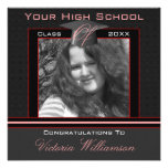 Polka Dot Graduation Invitation (Black And Red)