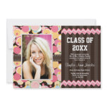 Polka Dot Graduation Photo Announcment Invitations