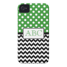 Polka Dot Green & Chevron iPhone 4/4S Case iPhone 4 Covers