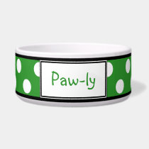Polka Dot Green Personalized Dog Bowl pet bowls
