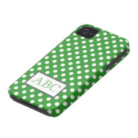 Polka Dot Green & White iPhone 4/4S Case Case-Mate iPhone 4 Case