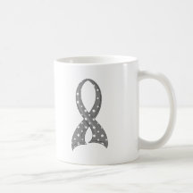 Polka Dot Grey Ribbon Diabetes Mug