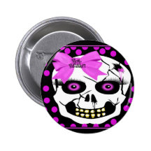 Polka-dot Halloween Girl Scull Button