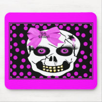 Polka-dot Halloween Girl Scull Mousepad