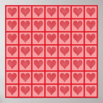 Polka Dot Heart Pattern Posters