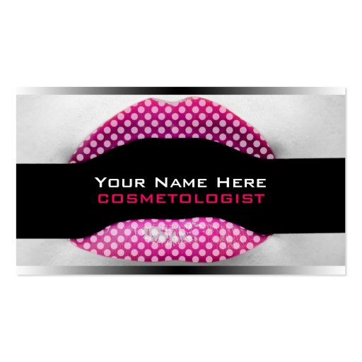 Polka Dot Lips MakeUp Artist  Business Cards (front side)