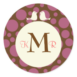 Polka-dot Lovebirds Monogram Sticker sticker