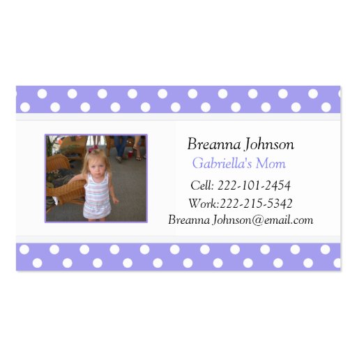 Polka Dot: Mom Contact Card Business Card Templates (front side)