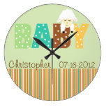 Polka Dot Multi Color Personalized Baby Clock