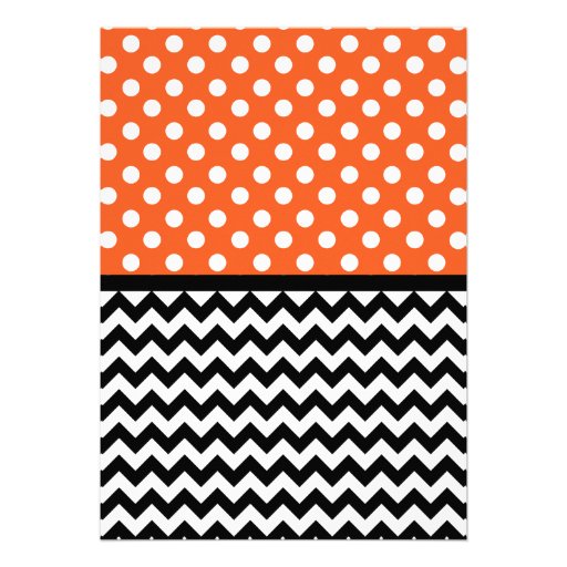 Polka Dot Orange Chevron Sweet Sixteen Invitations