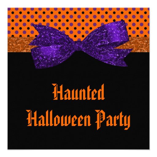 Polka Dot Orange Purple Black Halloween Custom Invites
