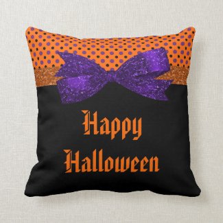 Polka Dot Orange Purple Black Halloween Pillows