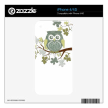 Polka Dot Owl in Tree Decals For iPhone 4S