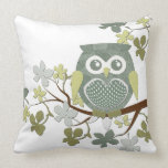 Polka Dot Owl in Tree Throw Pillow